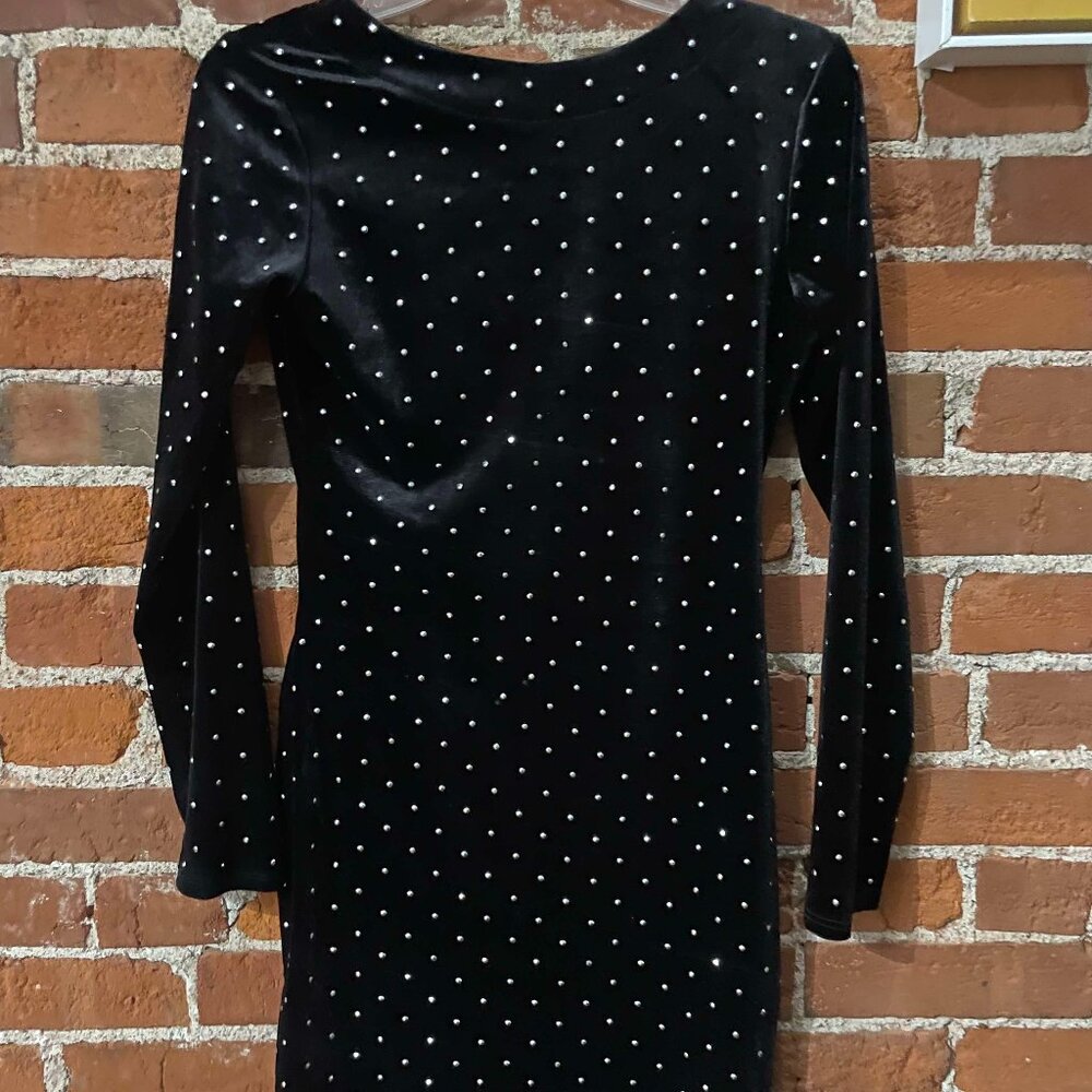 H&M Studded Rhinestone Long Sleeve Short Bodycon Dress